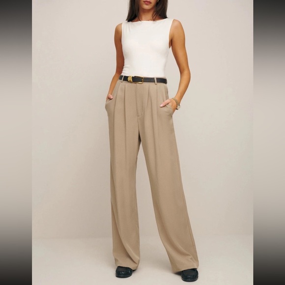 Reformation Beige Wide Leg Trousers - Picture 2 of 5